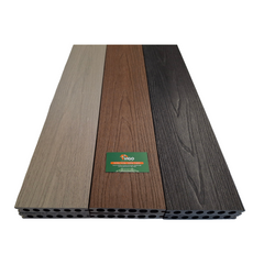 3 m 138 × 23 mm Co‑Extruded Round‑Hollow WPC Composite Decking Board – 3D Wood‑Grain