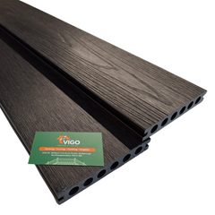 3 m 138 × 23 mm Co‑Extruded Round‑Hollow WPC Composite Decking Board – 3D Wood‑Grain