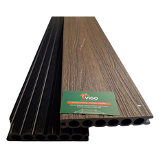 3 m 140 × 25 mm Single‑Sided Extruded Round‑Hollow WPC Composite Decking Board – 3D Wood‑Grain