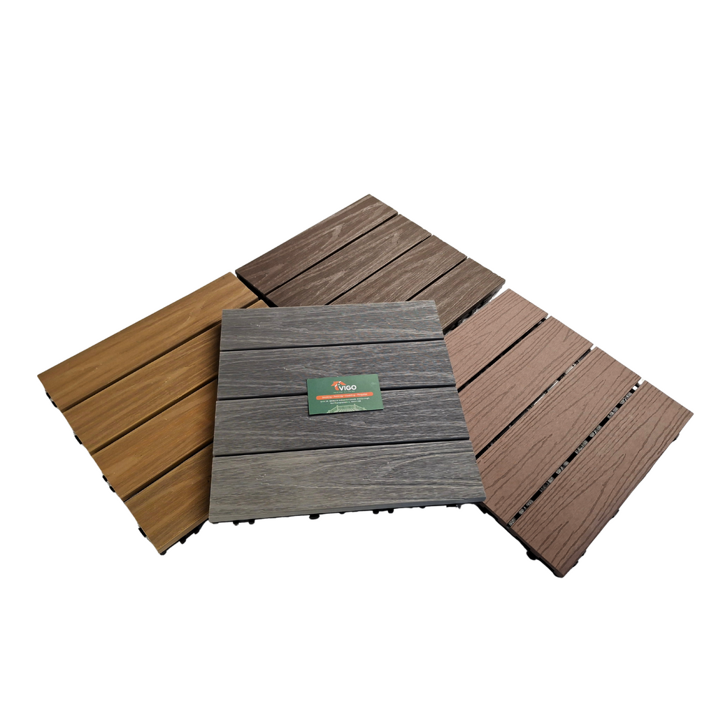 Grey DIY Interlocking WPC Deck Tiles | 300mm x 300mm x 20mm
