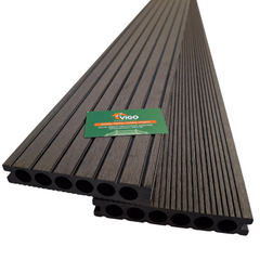 3 m 140 × 25 mm Grooved Round‑Hollow WPC Composite Decking Board – Anti‑Slip Linear Finish