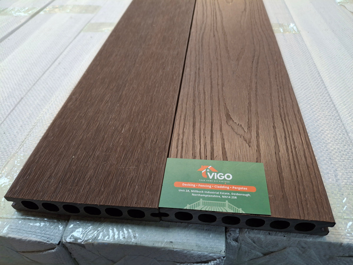 WPC Composite Decking Boards – Coffee | Gen 2B | Double-Sided | 138mm x 23mm x 3m | Vigo Home