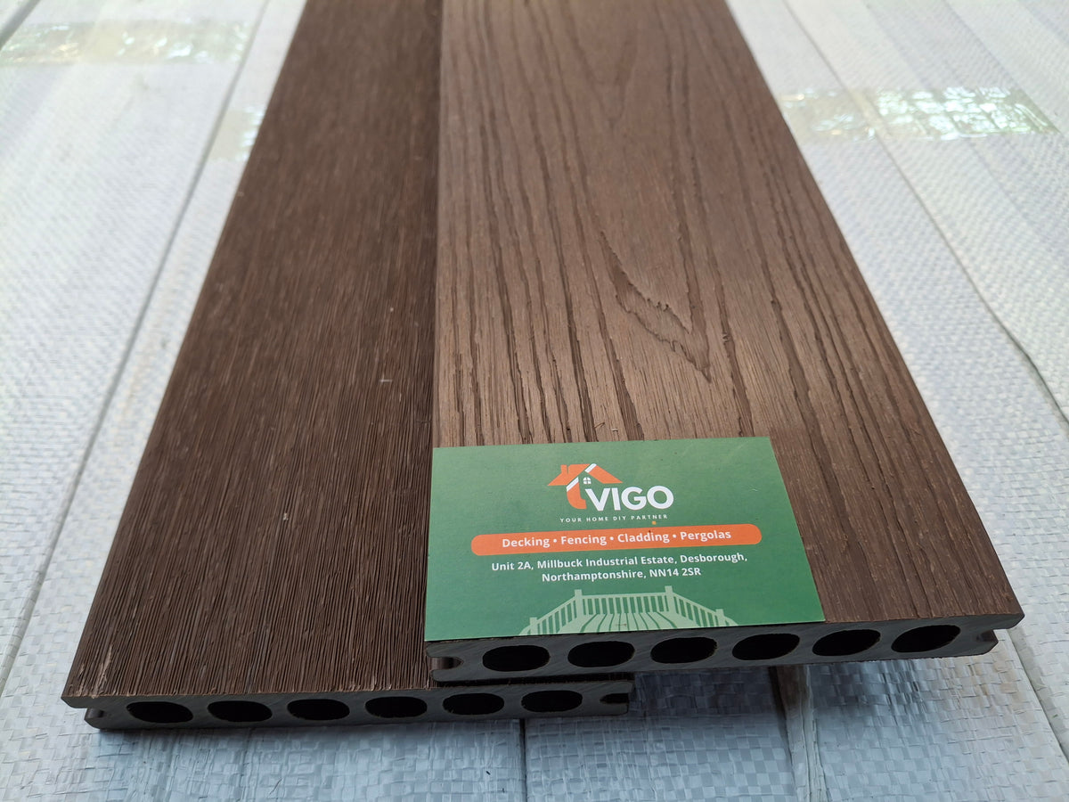 WPC Composite Decking Boards – Coffee | Gen 2B | Double-Sided | 138mm x 23mm x 3m | Vigo Home