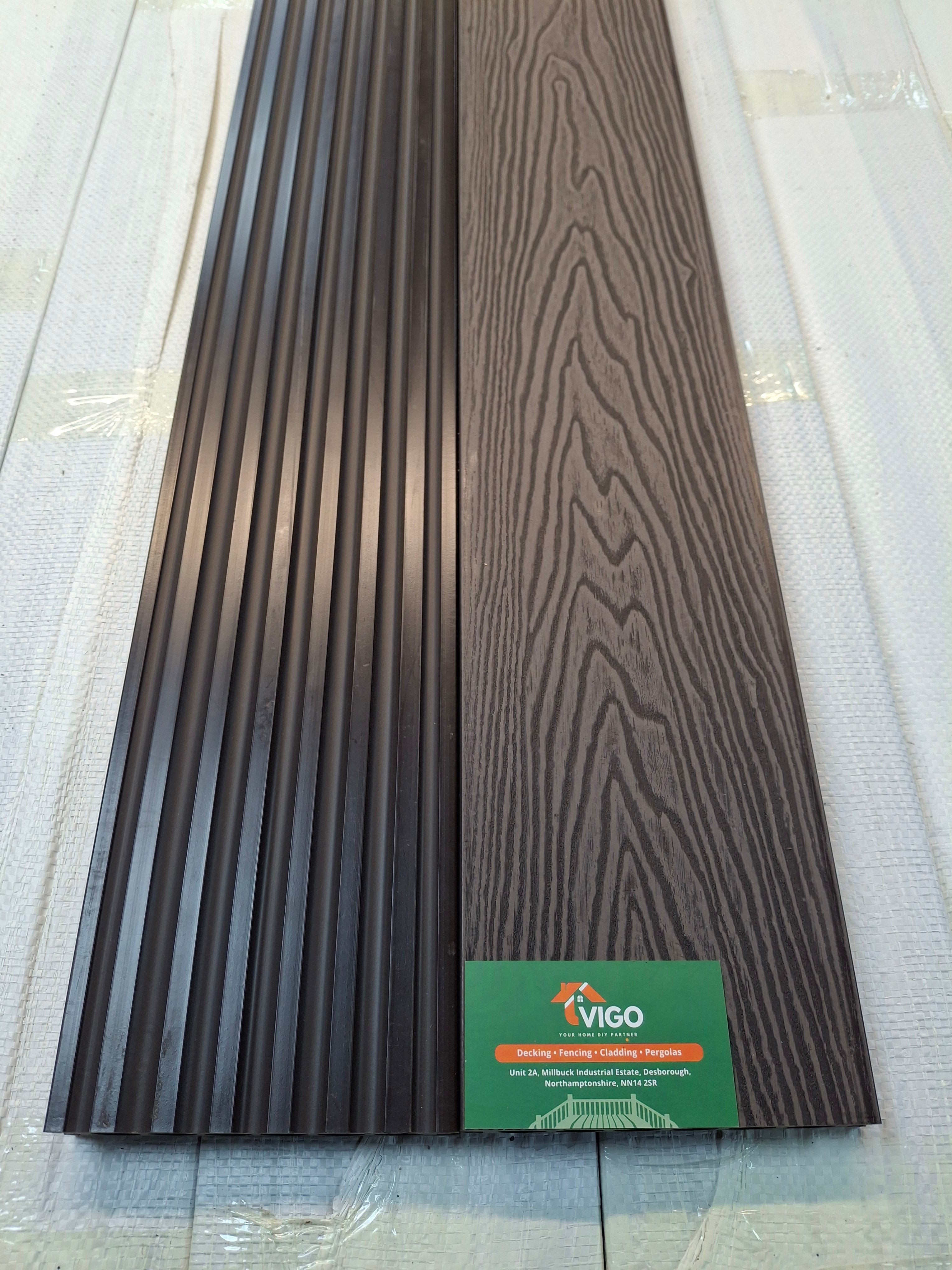 3D WPC Composite Decking Boards B – Dark Coffee (140mm x 25mm x 3m)