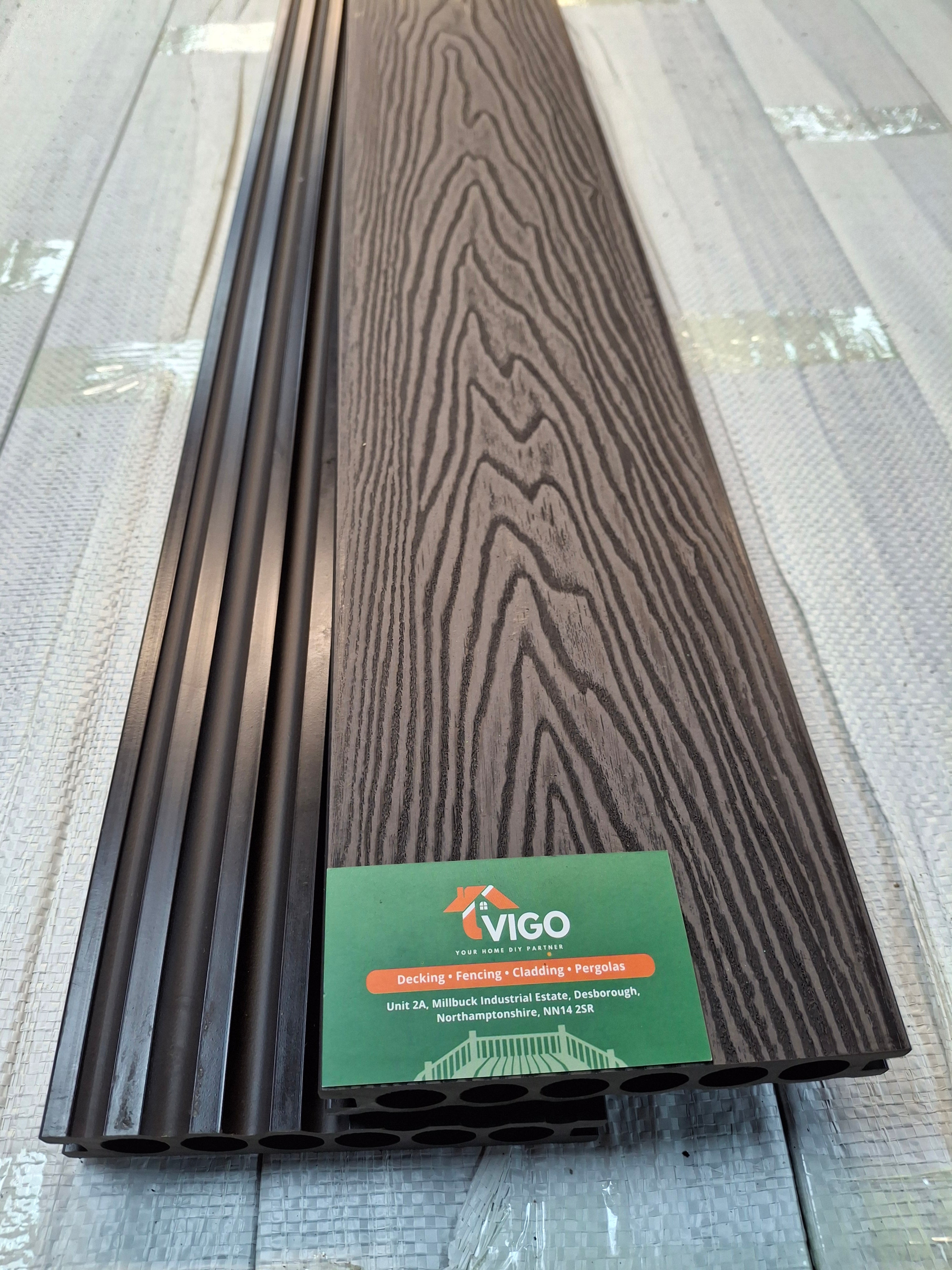 3D WPC Composite Decking Boards B – Dark Coffee (140mm x 25mm x 3m)