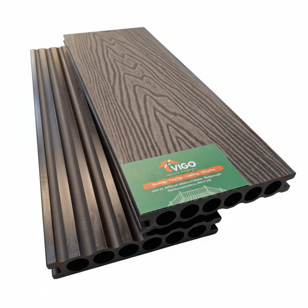 3D WPC Composite Decking Boards B – Dark Coffee (140mm x 25mm x 3m)