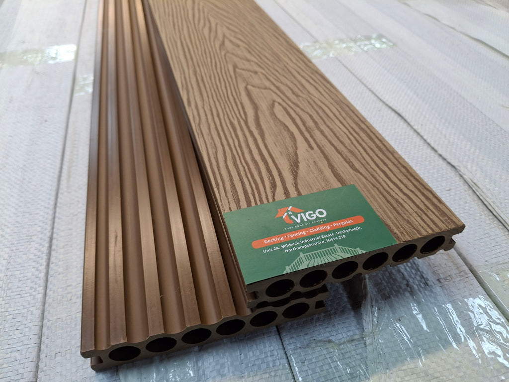 3D WPC Composite Decking Boards B – Teak (140mm x 25mm x 3m)