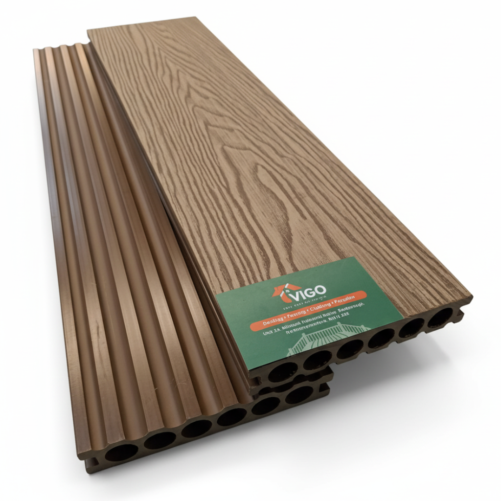 WPC Composite Decking Boards – Teak 3D | B Series | 140mm x 25mm x 3m | Vigo Home