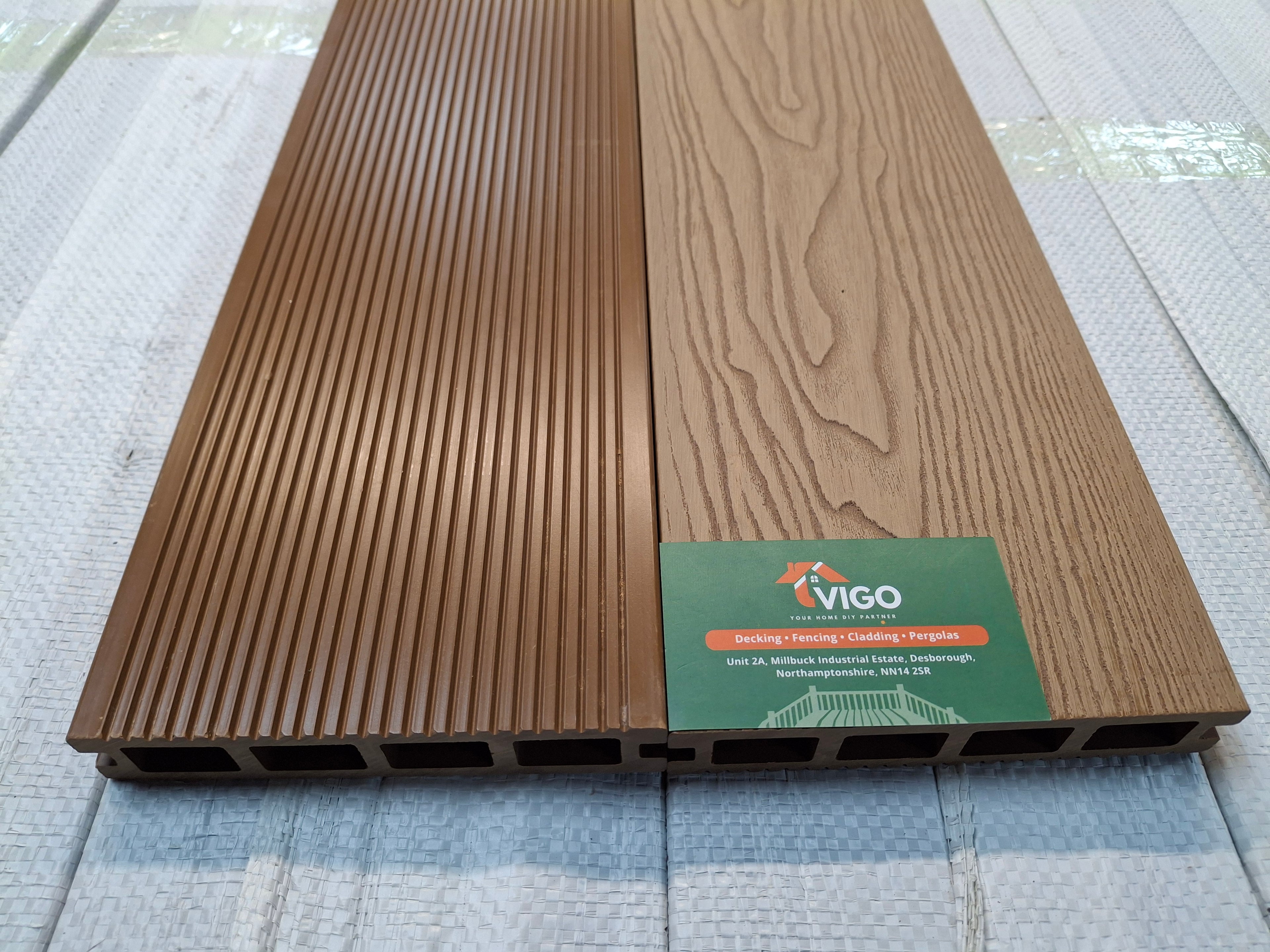 3D WPC Composite Decking Boards – Teak | Square Hollow (140mm x 25mm x 3m)