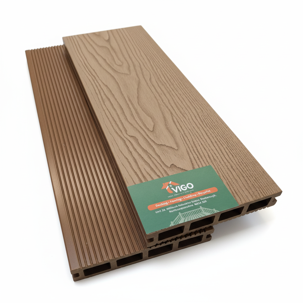 3D WPC Composite Decking Boards – Teak | Square Hollow (140mm x 25mm x 3m)