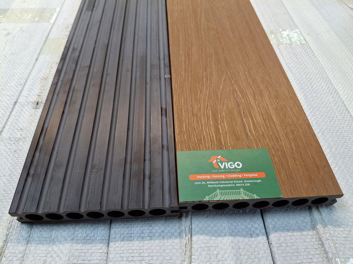 WPC Composite Decking Boards – Teak | Gen 2 B | 148mm x 23mm x 3m | Vigo Home
