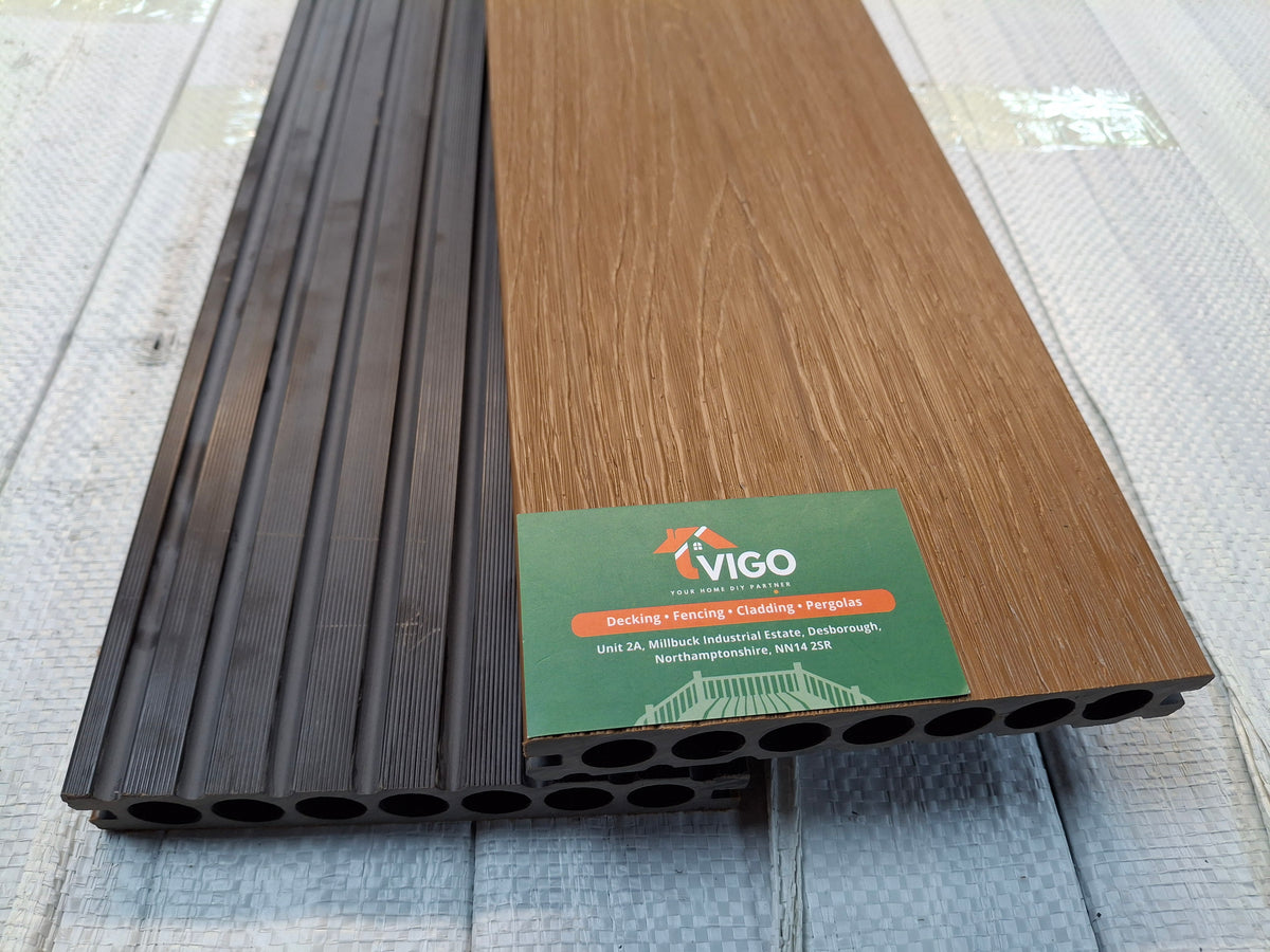 WPC Composite Decking Boards – Teak | Gen 2 B | 148mm x 23mm x 3m | Vigo Home