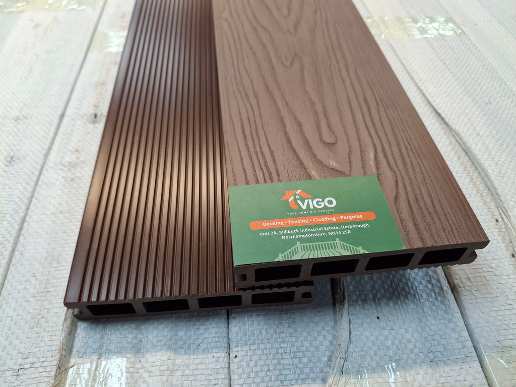 3D WPC Composite Decking Boards – Coffee | Square Hollow (140mm x 25mm x 3m)