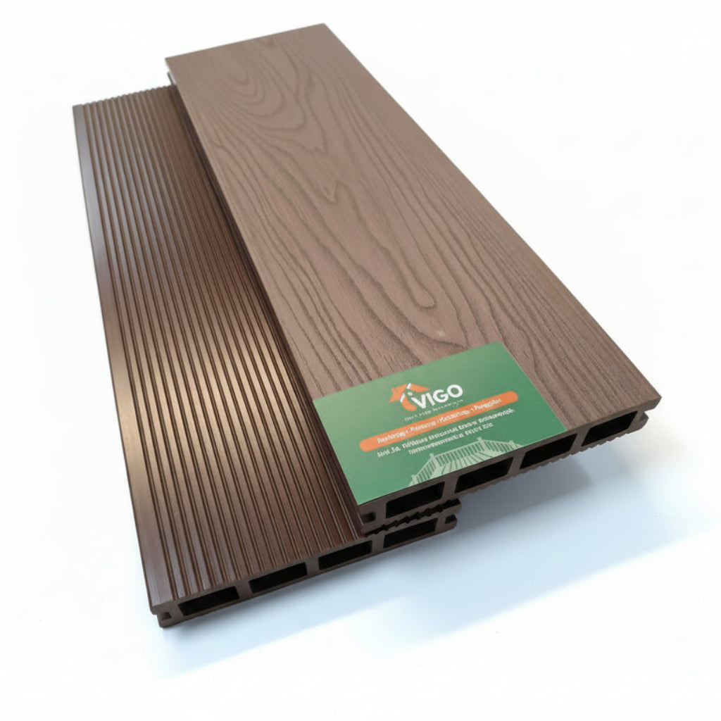 WPC Composite Decking Boards – Coffee 3D | Square Hollow | 140mm x 25mm x 3m | Vigo Home