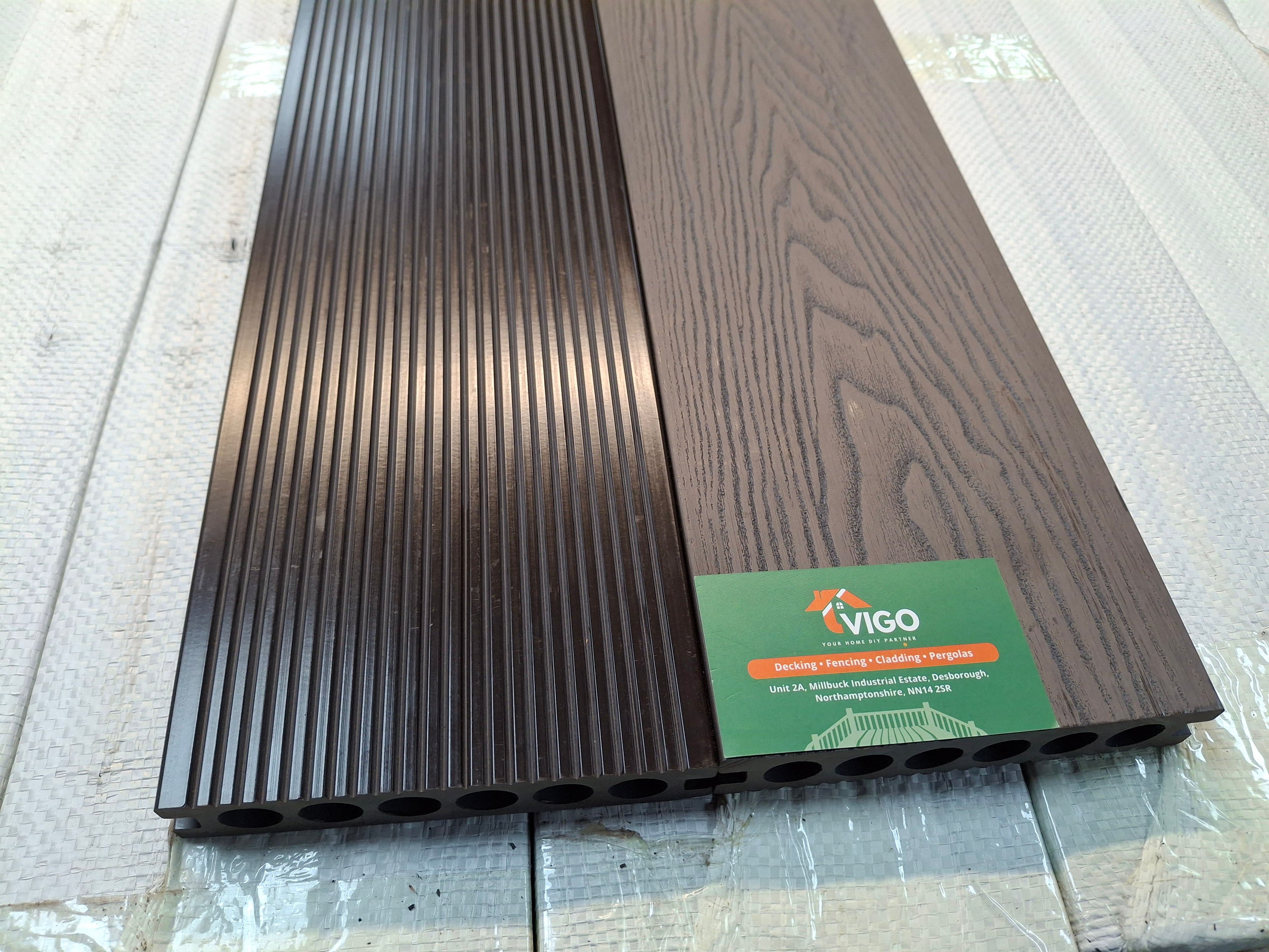 3D WPC Composite Decking Boards – Dark Coffee (140mm x 25mm x 3m)