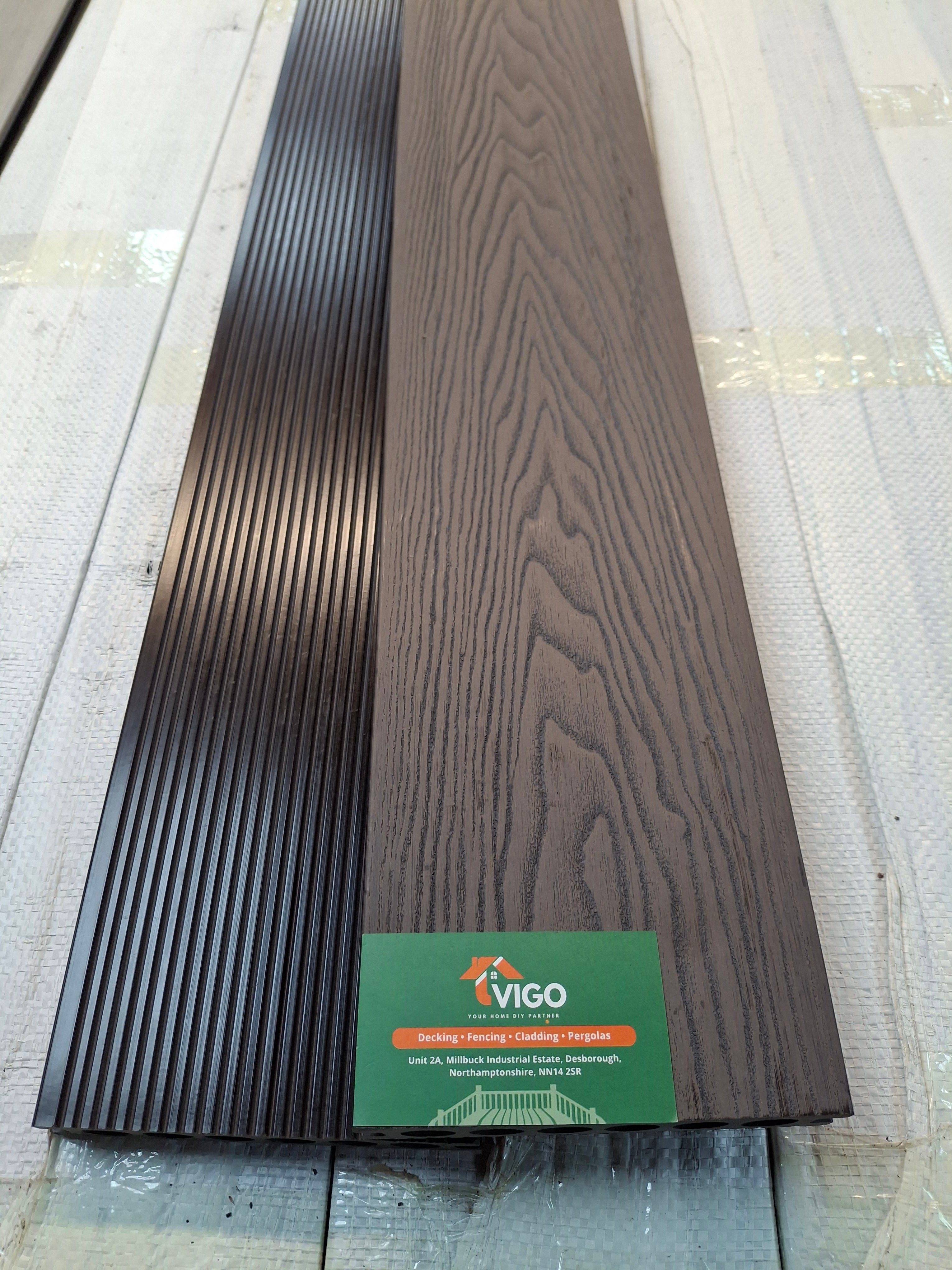 3D WPC Composite Decking Boards – Dark Coffee (140mm x 25mm x 3m)