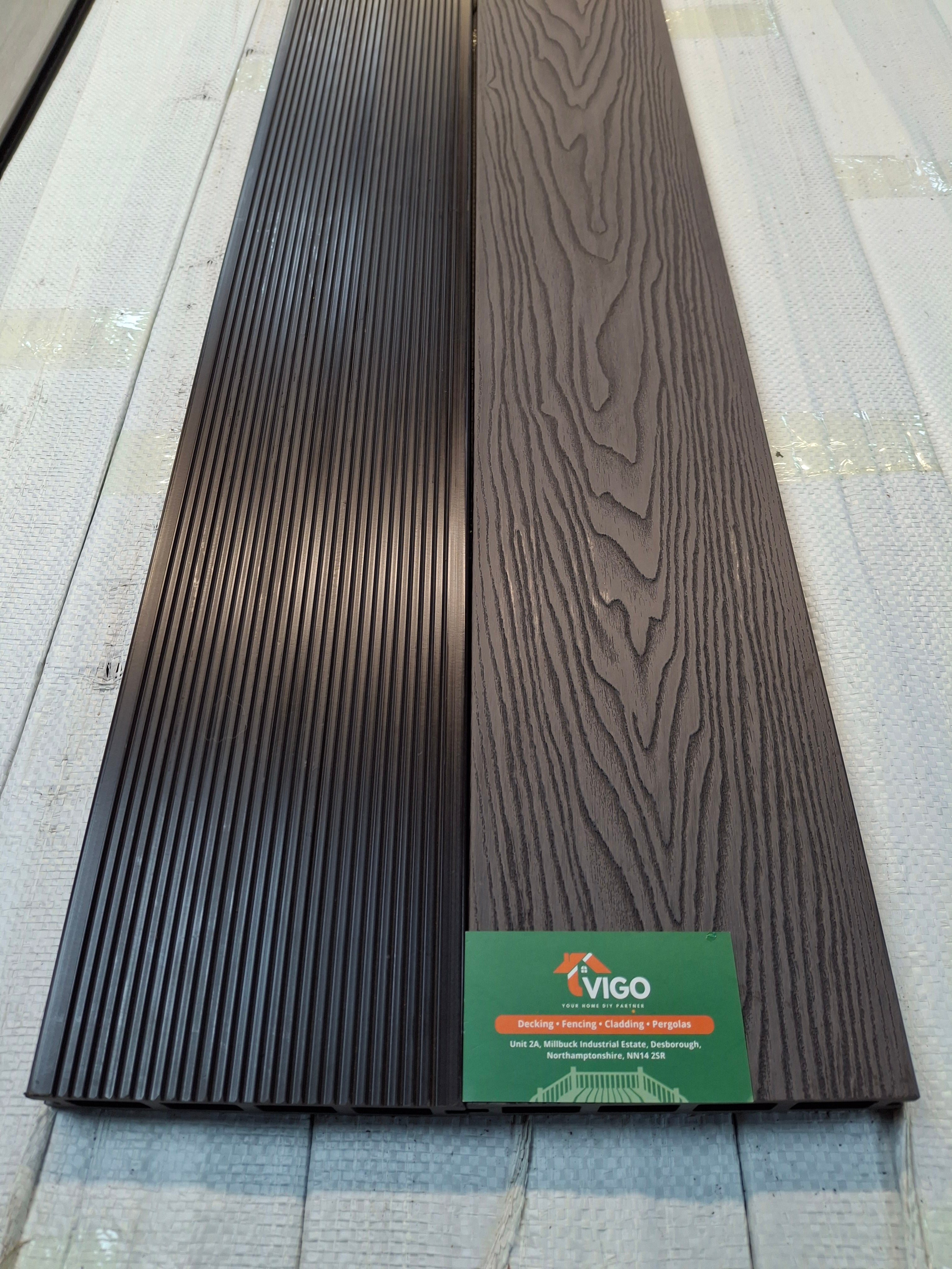 3D WPC Composite Decking Boards – Dark Coffee | Square Hollow (140mm x 25mm x 3m)