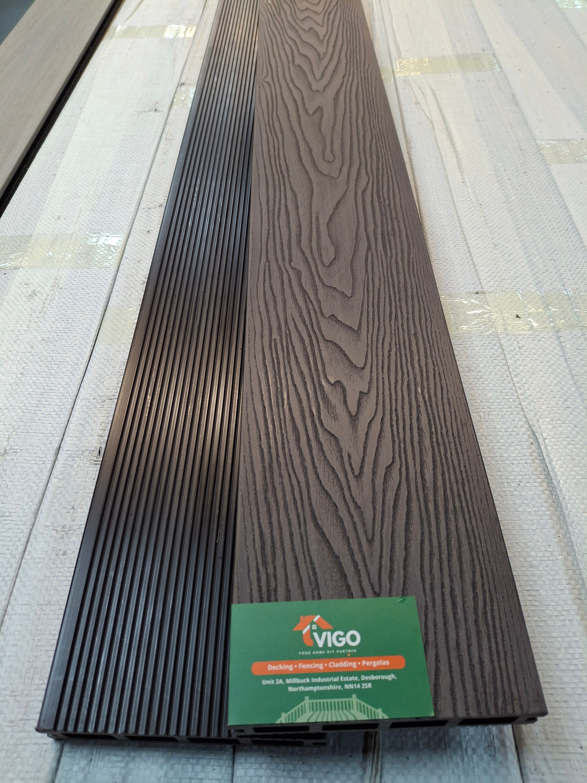 WPC Composite Decking Boards – Dark Coffee 3D | Square Hollow | 140mm x 25mm x 3m | Vigo Home