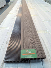 WPC Composite Decking Boards – Dark Coffee 3D | Round Hollow | 140mm x 25mm x 3m | Vigo Home