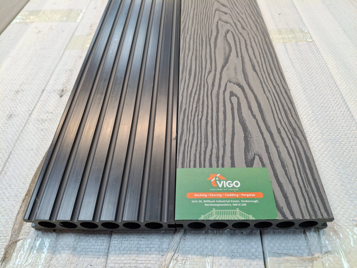 WPC Composite Decking Boards – Grey 3D | B Series | 140mm x 25mm x 3m | Vigo Home