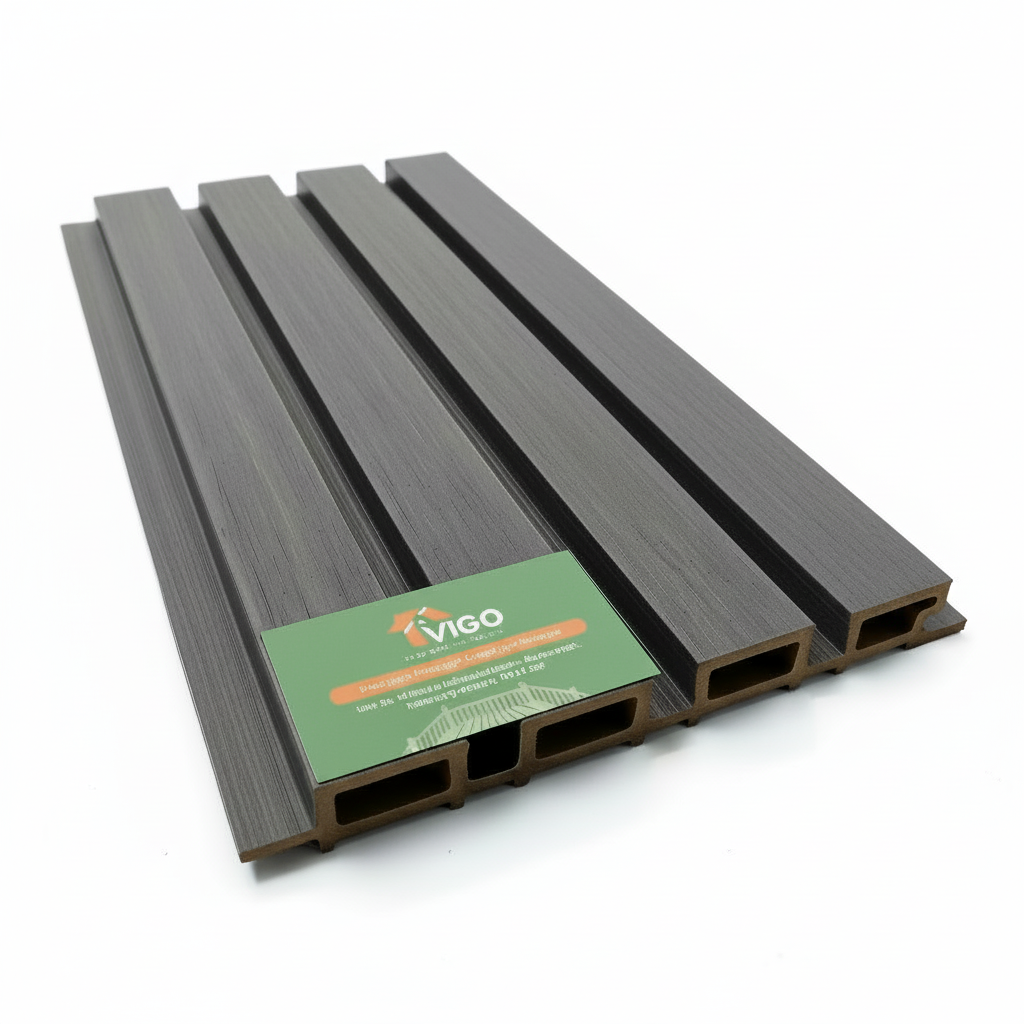 WPC Fluted Wall Cladding Panels – Grey | Gen 2 | Colour-Matched Gaps | 219mm x 26mm x 3m | Vigo Home