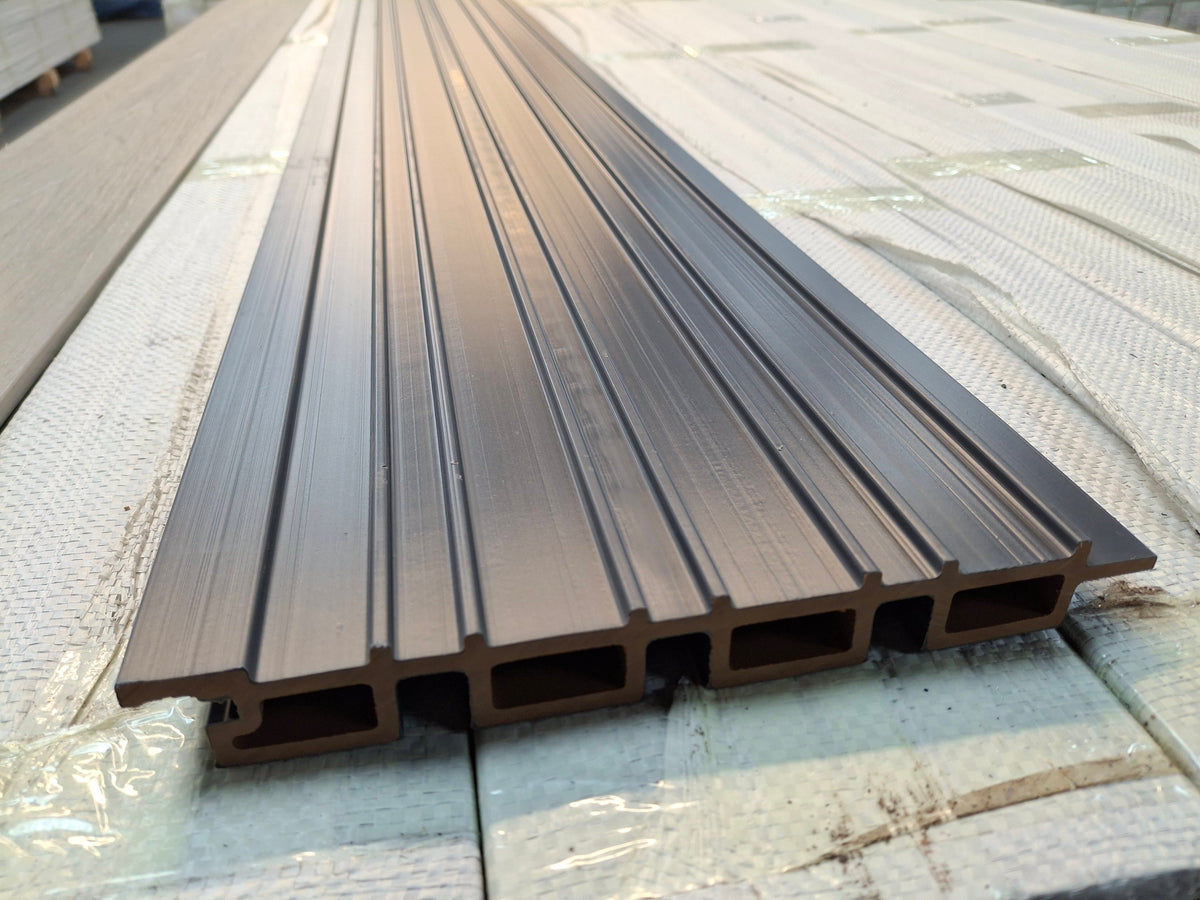 WPC Fluted Wall Cladding Panels – Grey | Gen 2 | Colour-Matched Gaps | 219mm x 26mm x 3m | Vigo Home