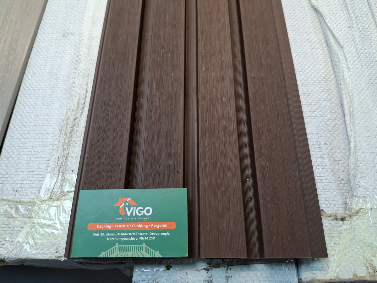 WPC Fluted Wall Cladding Panels – Coffee | Gen 2 | Colour-Matched Gaps | 219mm x 26mm x 3m | Vigo Home