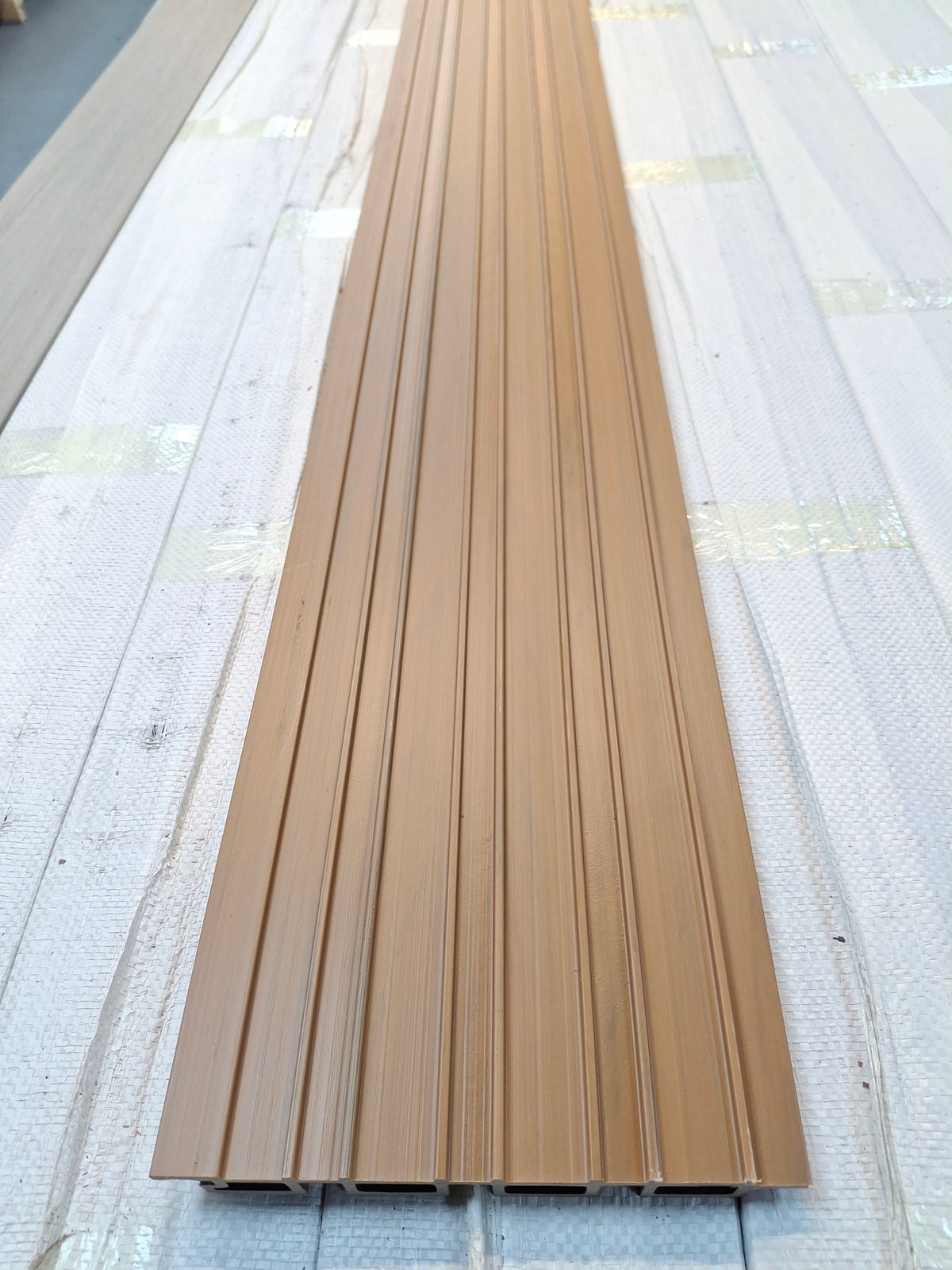 WPC Fluted Wall Cladding Panels – Teak | Gen 2 | Colour-Matched Gaps | 219mm x 26mm x 3m | Vigo Home