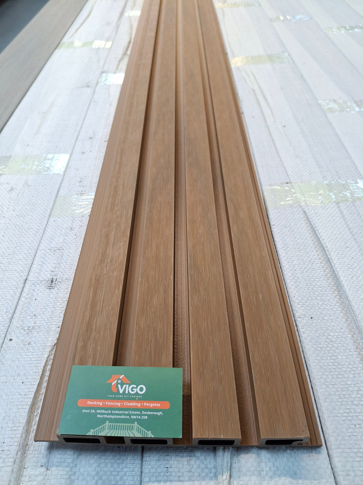WPC Fluted Wall Cladding Panels – Teak | Gen 2 | Colour-Matched Gaps | 219mm x 26mm x 3m | Vigo Home