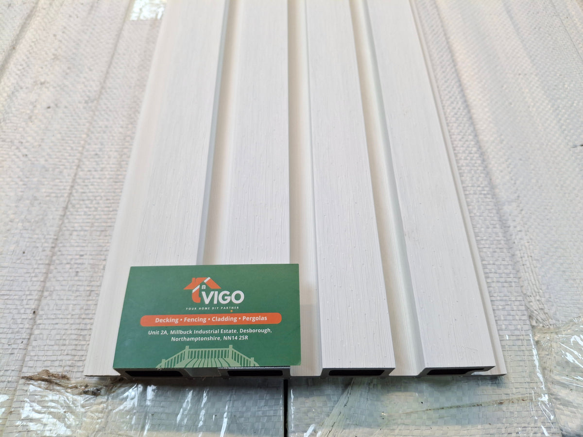 WPC Fluted Wall Cladding Panels – White | Gen 2 | Colour-Matched Gaps | 219mm x 26mm x 3m | Vigo Home