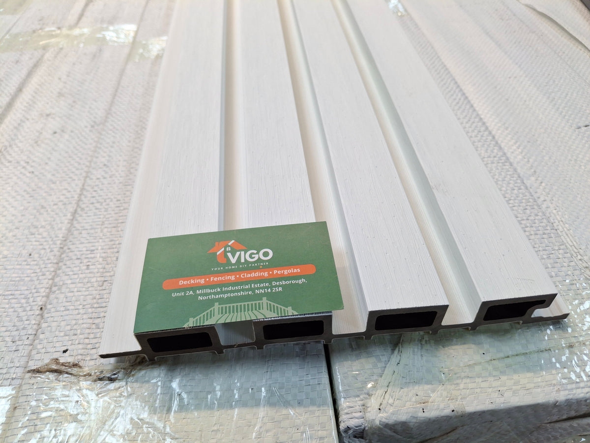 WPC Fluted Wall Cladding Panels – White | Gen 2 | Colour-Matched Gaps | 219mm x 26mm x 3m | Vigo Home