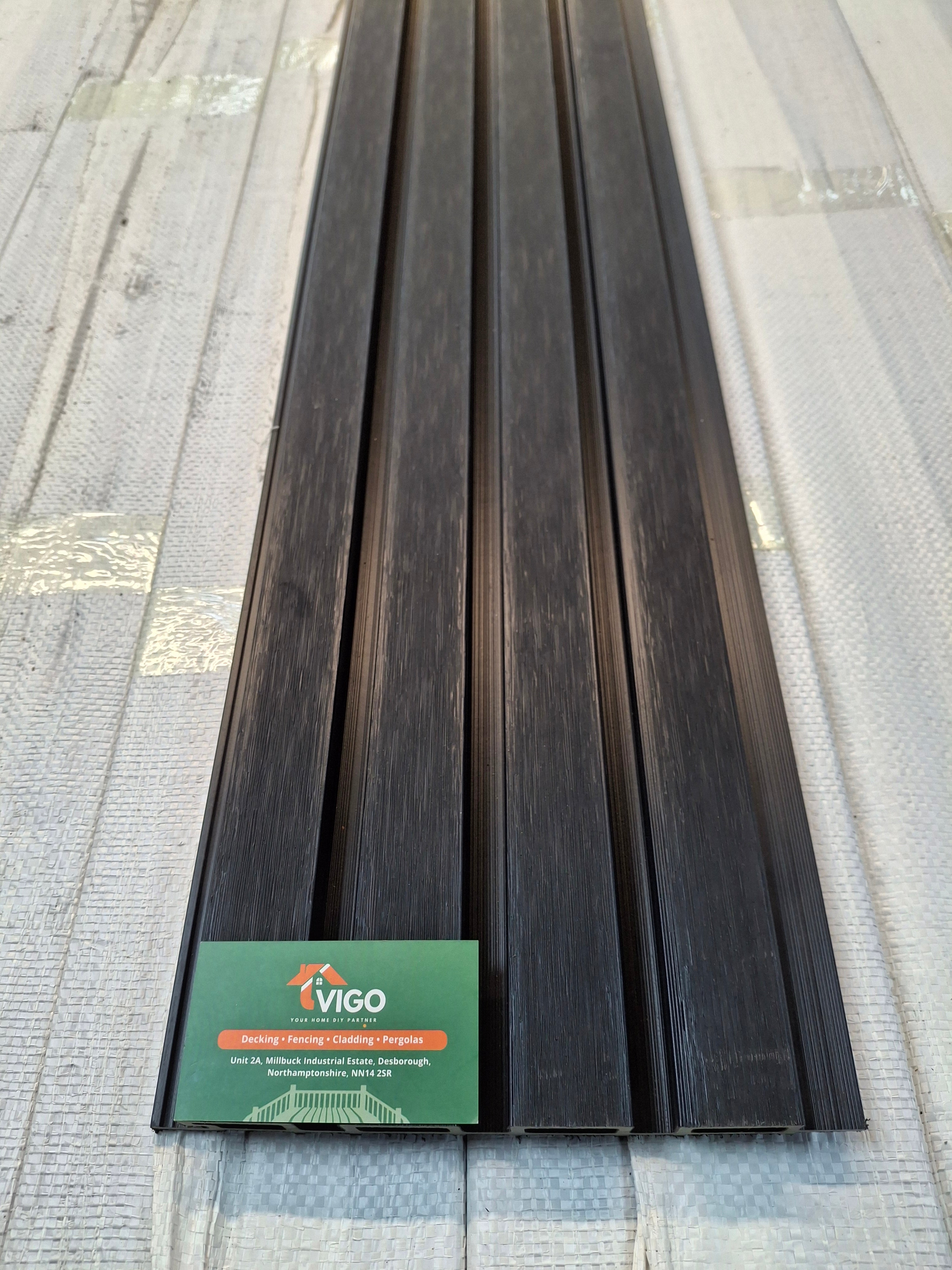 WPC Fluted Wall Cladding Panels – Black | Gen 2 (219mm x 26mm x 3m)