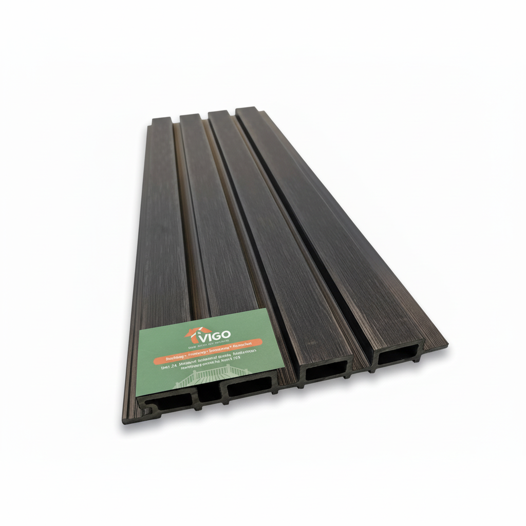 WPC Fluted Wall Cladding Panels – Black | Gen 2 | Colour-Matched Gaps | 219mm x 26mm x 3m | Vigo Home