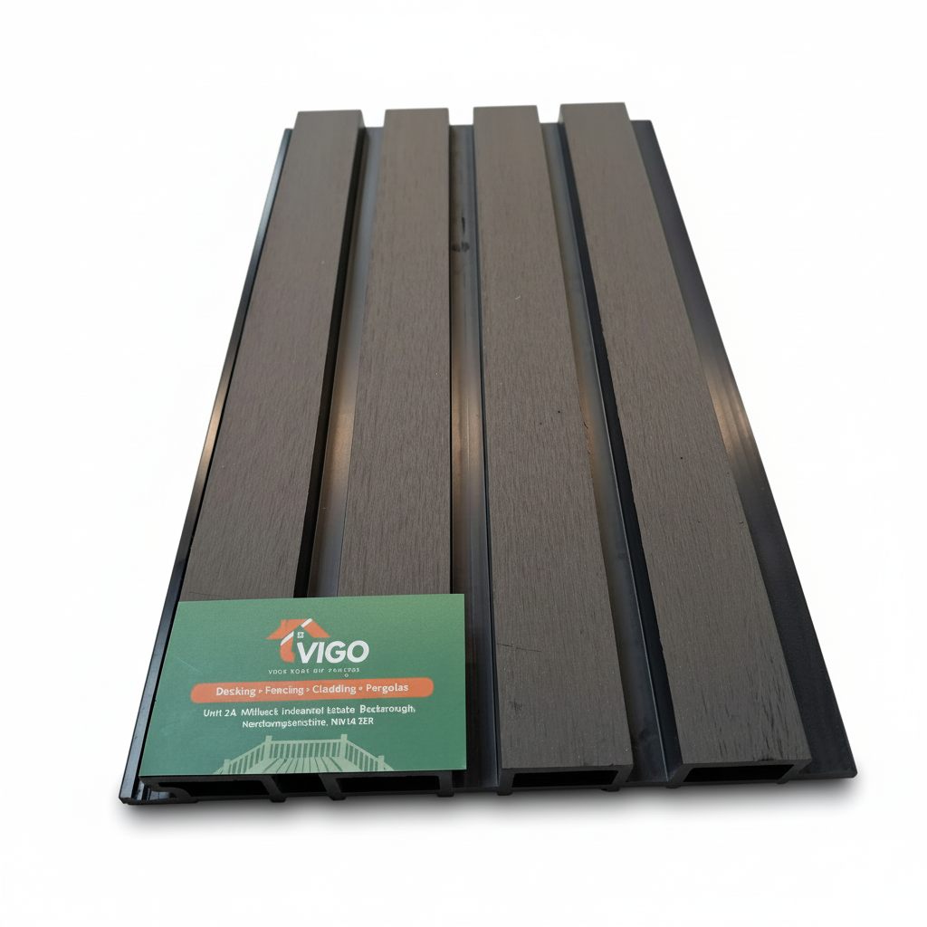 WPC Fluted Wall Cladding Panels – Black | Gen 1 | Black Shadow Gaps | 219mm x 26mm x 2.9m | Vigo Home