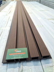 WPC Fluted Wall Cladding Panels – Coffee | Gen 1 | Black Shadow Gaps | 219mm x 26mm x 3m | Vigo Home