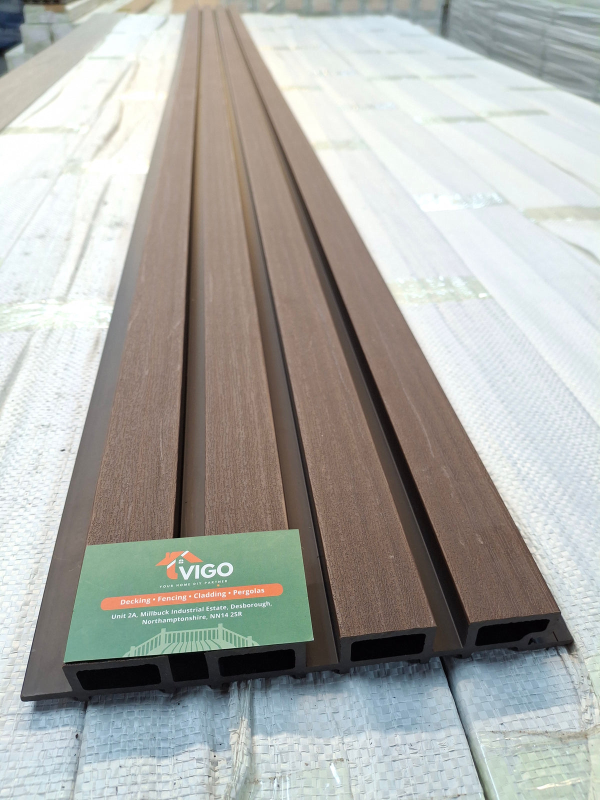 WPC Fluted Wall Cladding Panels – Coffee | Gen 1 | Black Shadow Gaps | 219mm x 26mm x 3m | Vigo Home