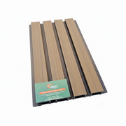 WPC Fluted Wall Cladding Panels – Teak | Gen 1 | Black Shadow Gaps | 219mm x 26mm x 3m | Vigo Home