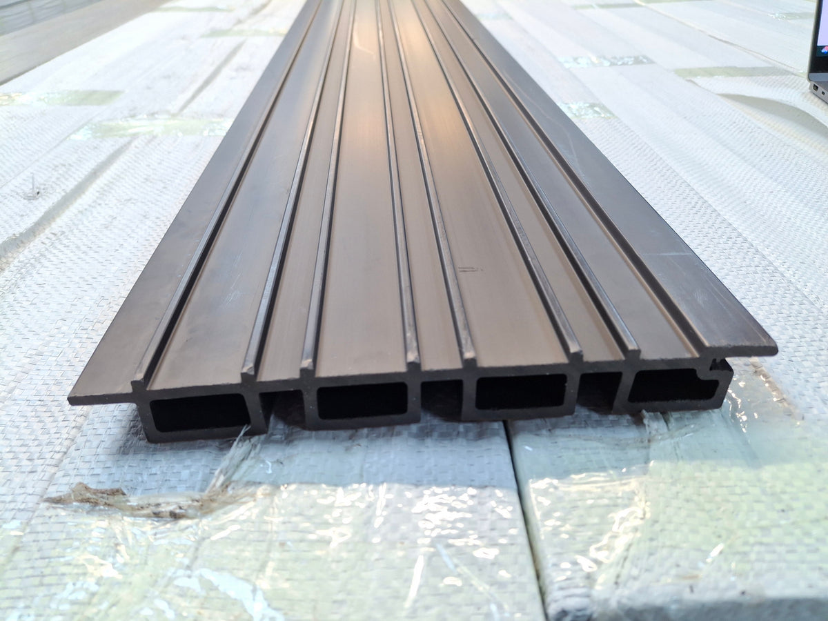 WPC Fluted Wall Cladding Panels – Teak | Gen 1 | Black Shadow Gaps | 219mm x 26mm x 3m | Vigo Home