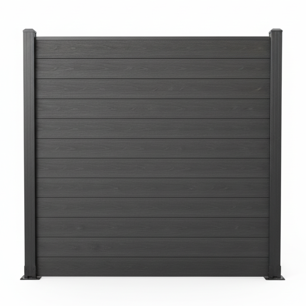WPC Composite Fence Panel Set – Black (156mm x 22.5mm x 1.76m)