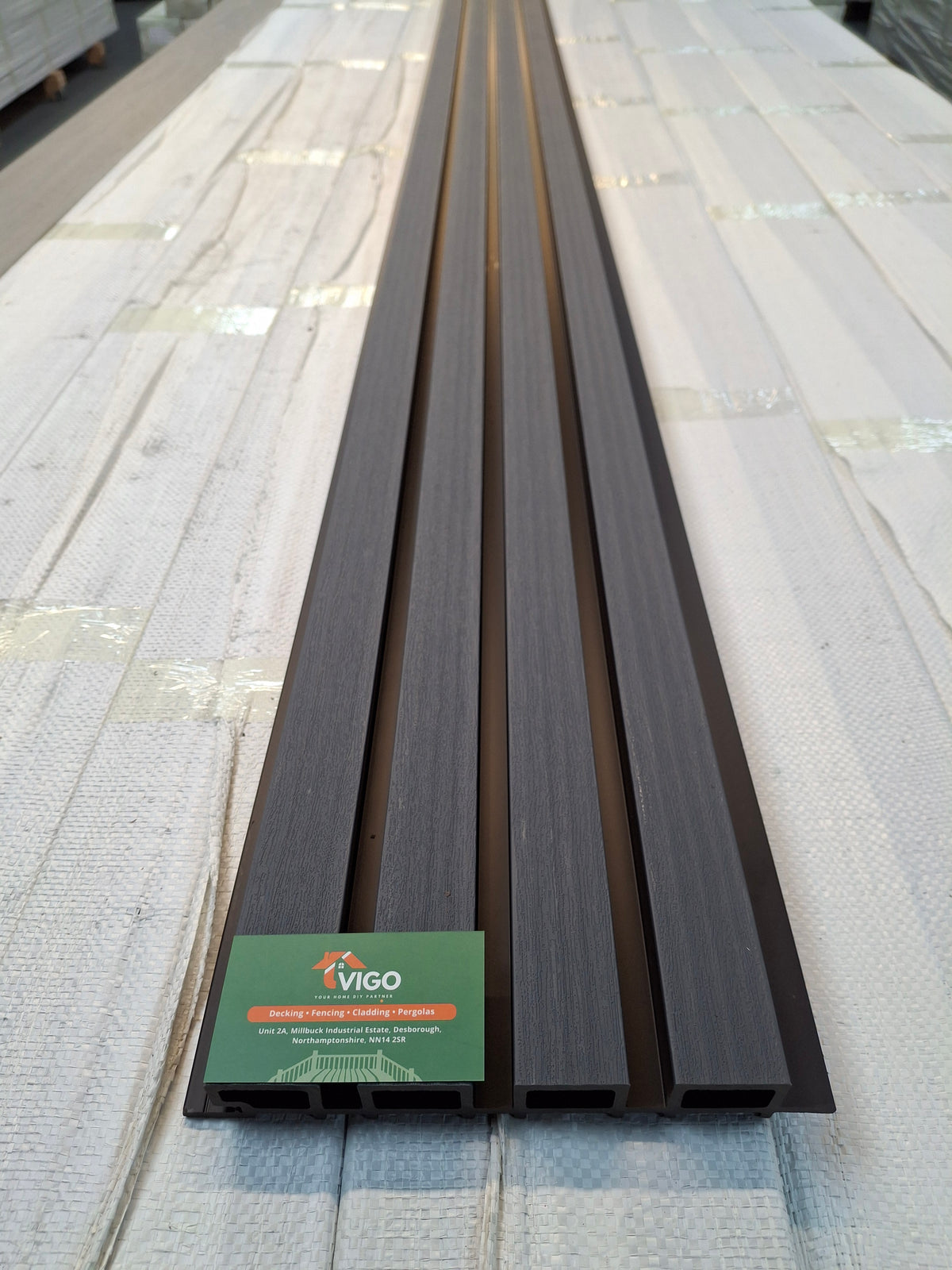 WPC Fluted Wall Cladding Panels – Grey | Gen 1 | Black Shadow Gaps | 219mm x 26mm x 3m | Vigo Home