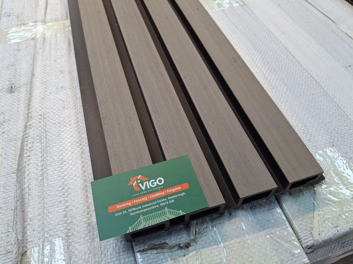 WPC Fluted Wall Cladding Panels – Ancient Wood | Gen 1 | Black Shadow Gaps | 219mm x 26mm x 3m | Vigo Home