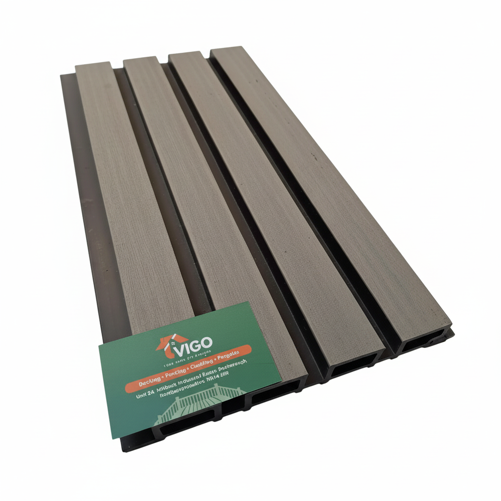 WPC Fluted Wall Cladding Panels – Ancient Wood | Gen 1 | Black Shadow Gaps | 219mm x 26mm x 3m | Vigo Home