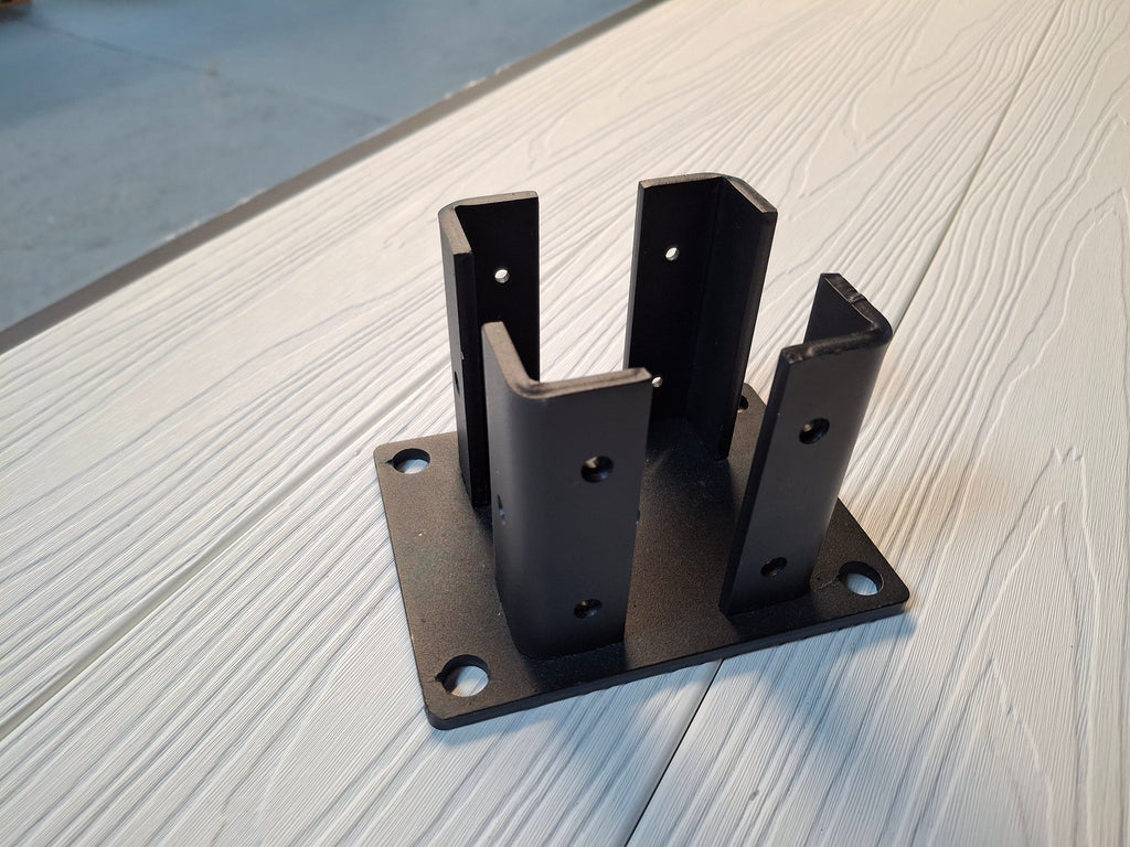 Steel Fence Post Stand / Base Plate – Black (For WPC Composite Fencing)
