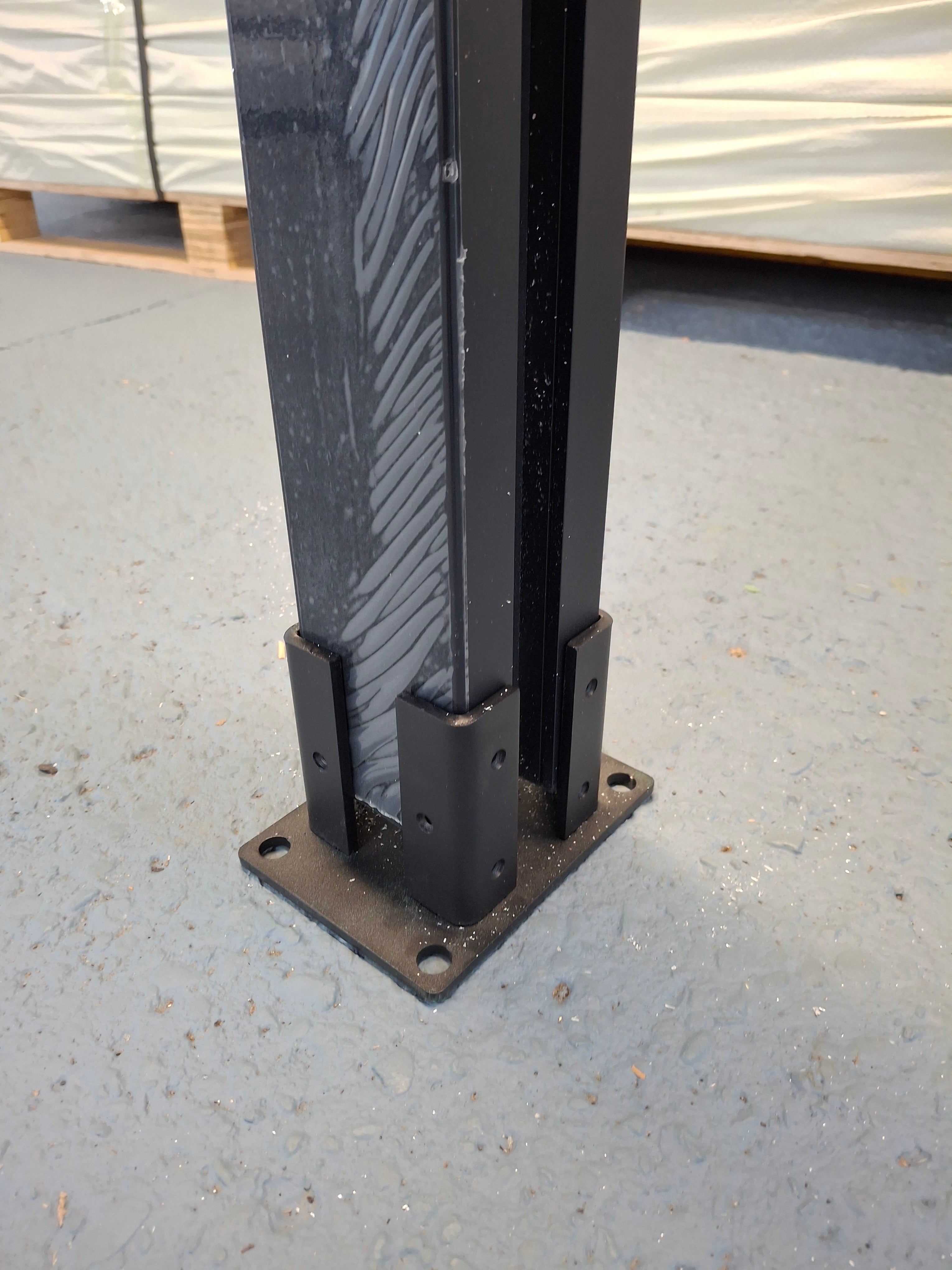 Steel Fence Post Stand / Base Plate – Black (For WPC Composite Fencing)