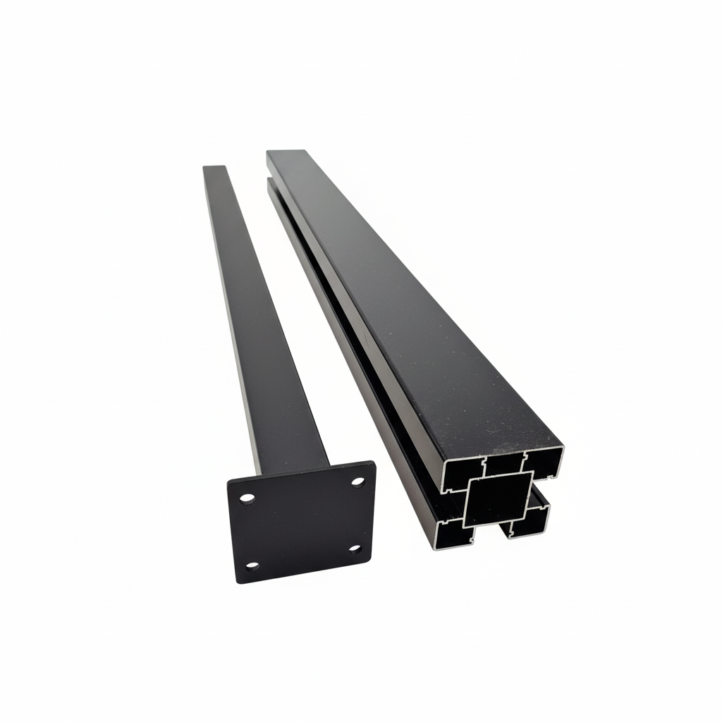 Aluminium Fence Post With Stand A – Black Powder Coated (1.76m)