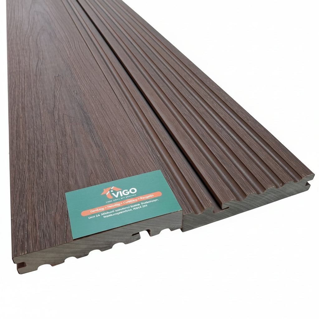 WPC Composite Decking Bullnose Edging Board – Dark Coffee (138mm x 23mm x 3m)
