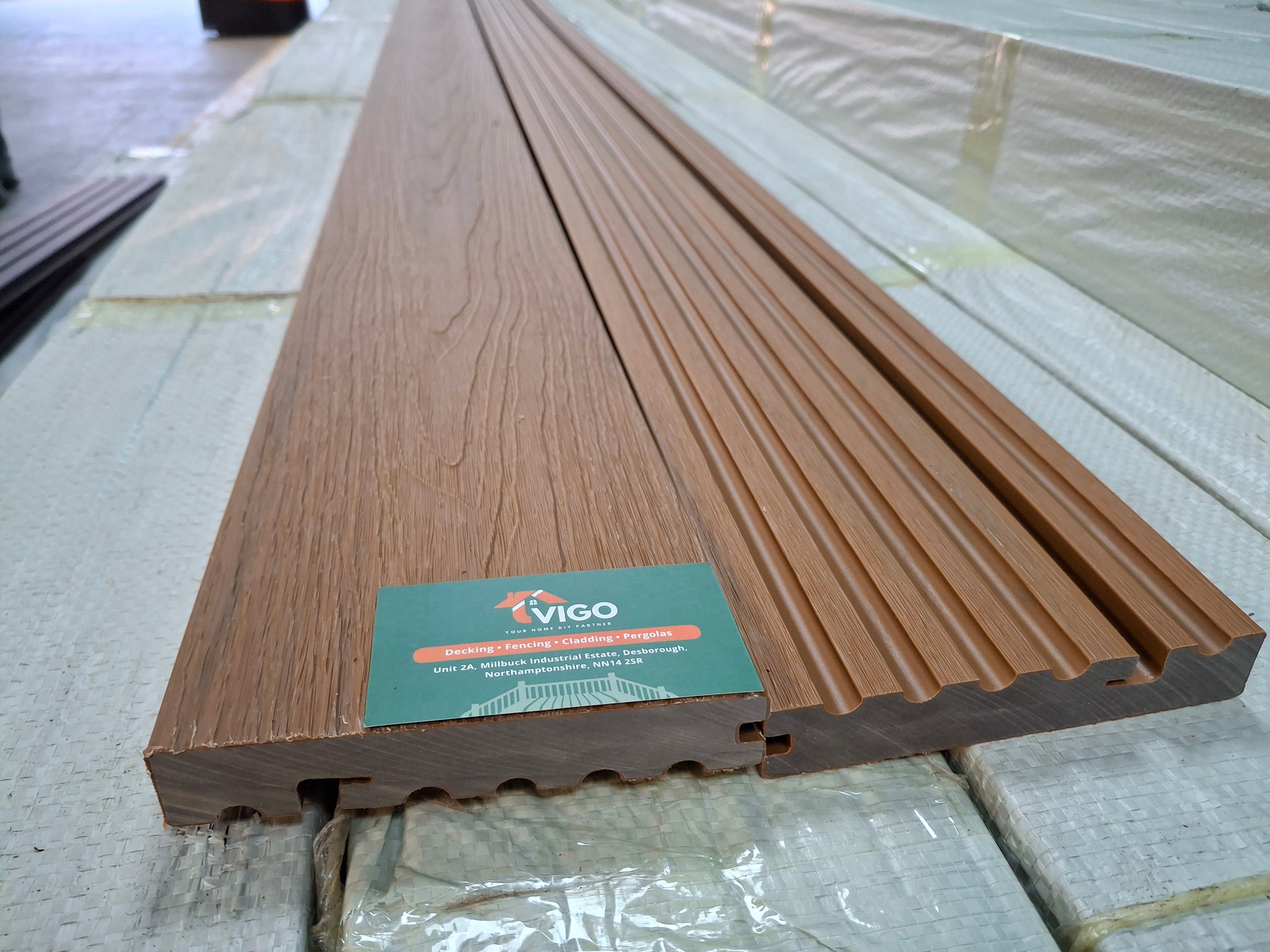 WPC Composite Decking Bullnose Edging Board – Teak (138mm x 23mm x 3m)