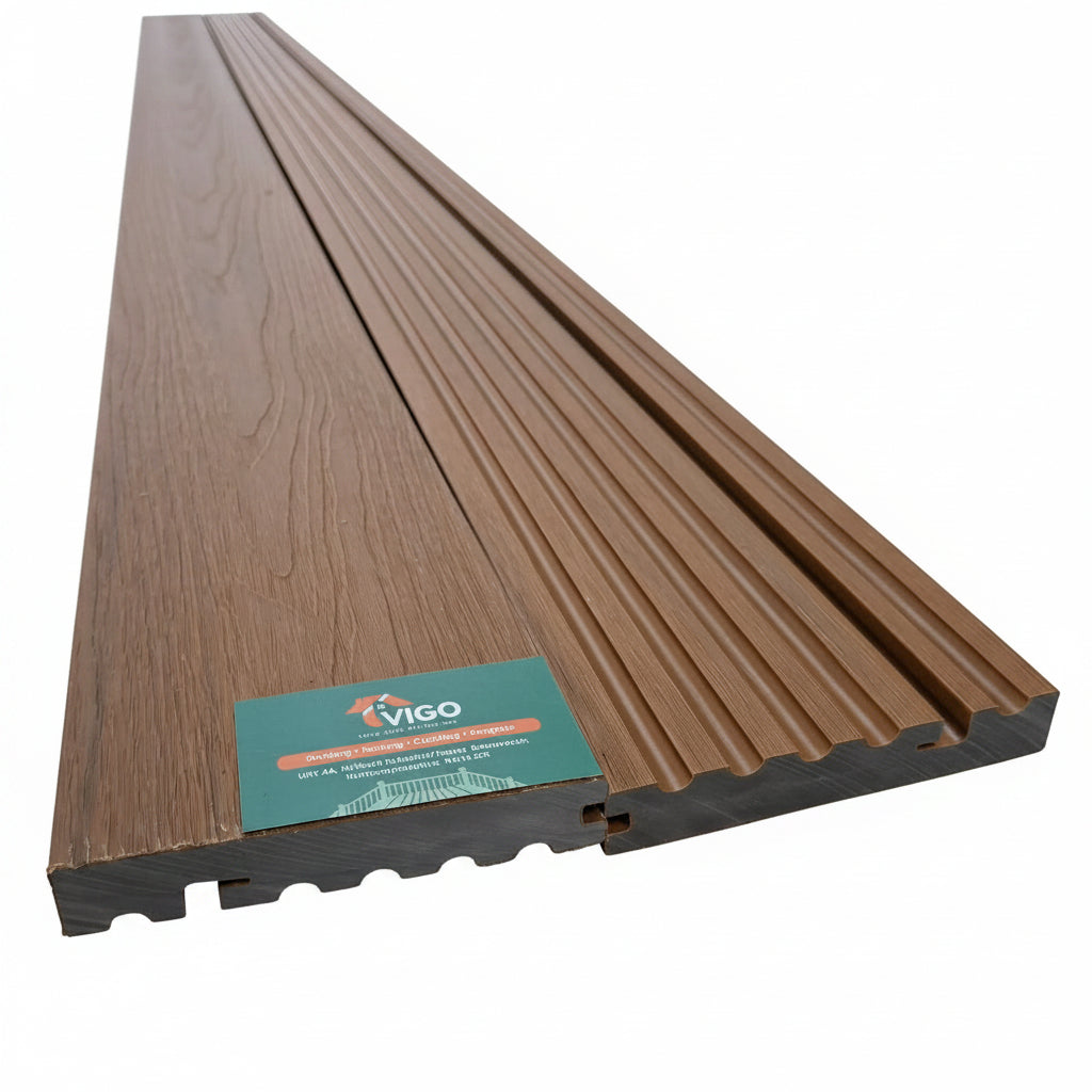 WPC Composite Decking Bullnose Edging Board – Teak (138mm x 23mm x 3m)