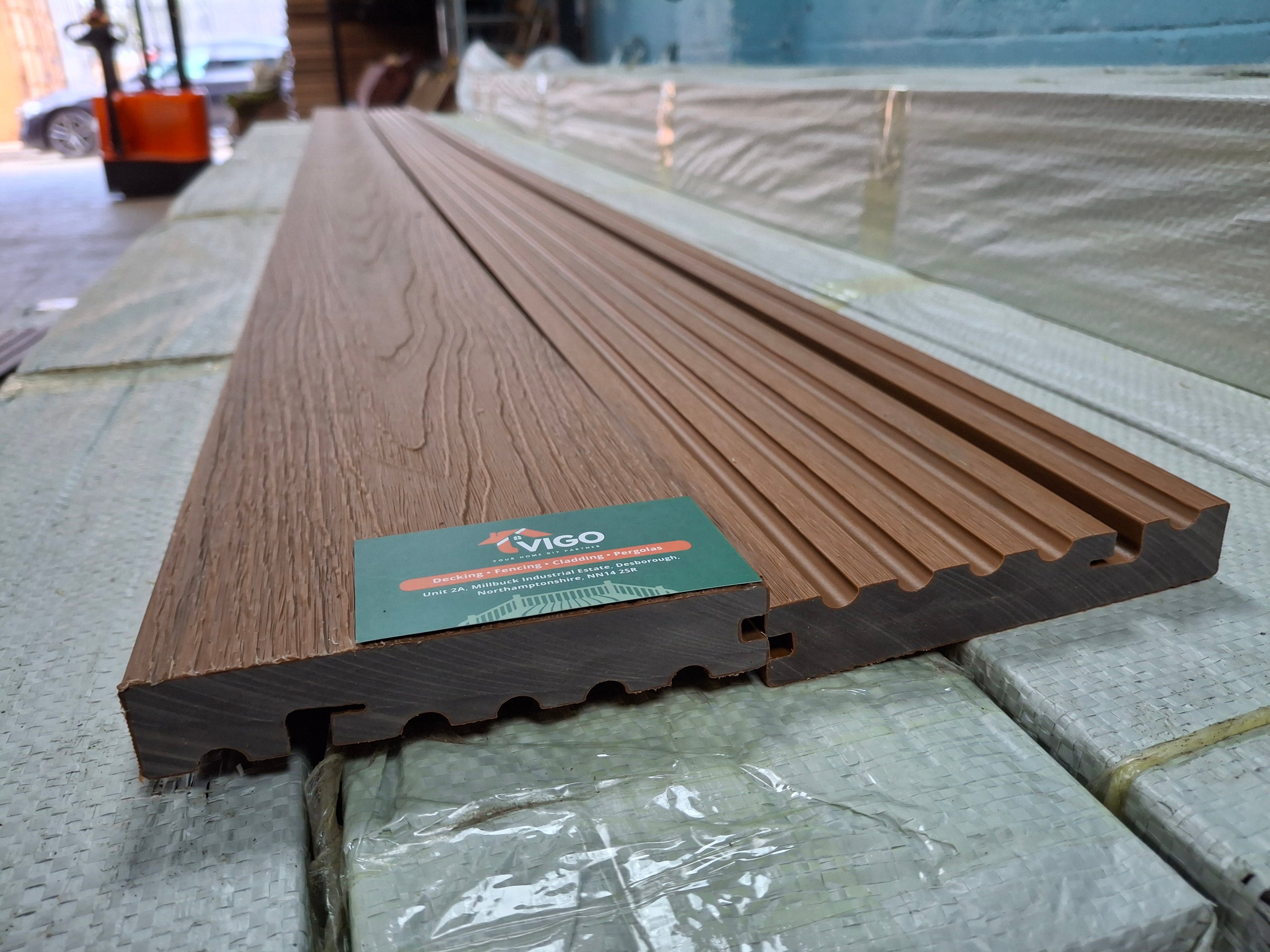 WPC Composite Decking Bullnose Edging Board – Teak (138mm x 23mm x 3m)