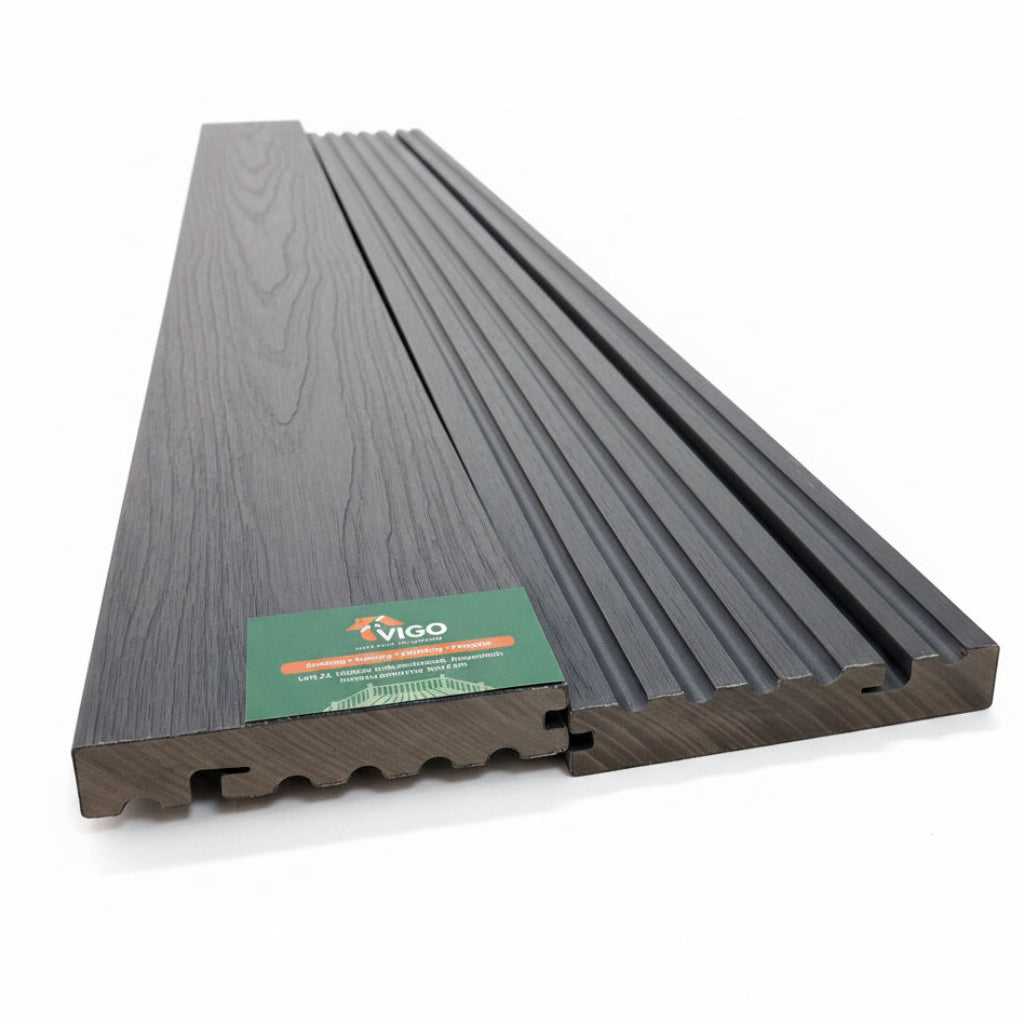 WPC Composite Decking Bullnose Edging Board – Ash Grey (138mm x 23mm x 3m)